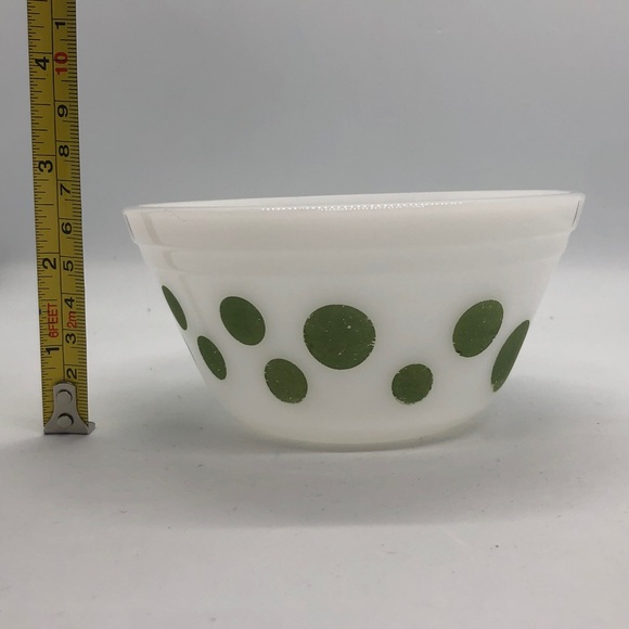 Federal Glass White With Green Polka Dots Bowl - Picture 4 of 6